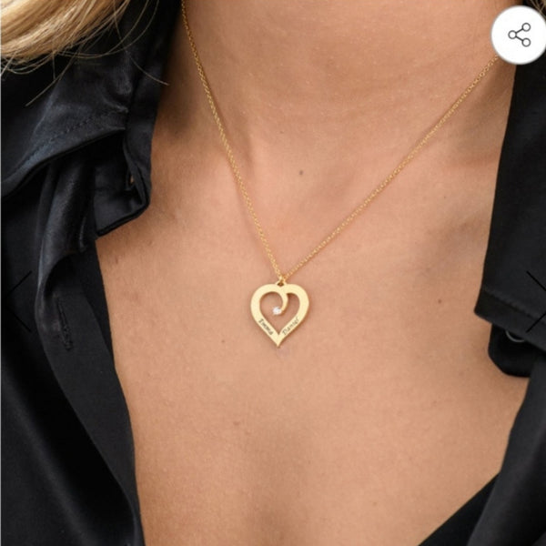 Fine Diamond Custom Heart Necklace in gold vermil